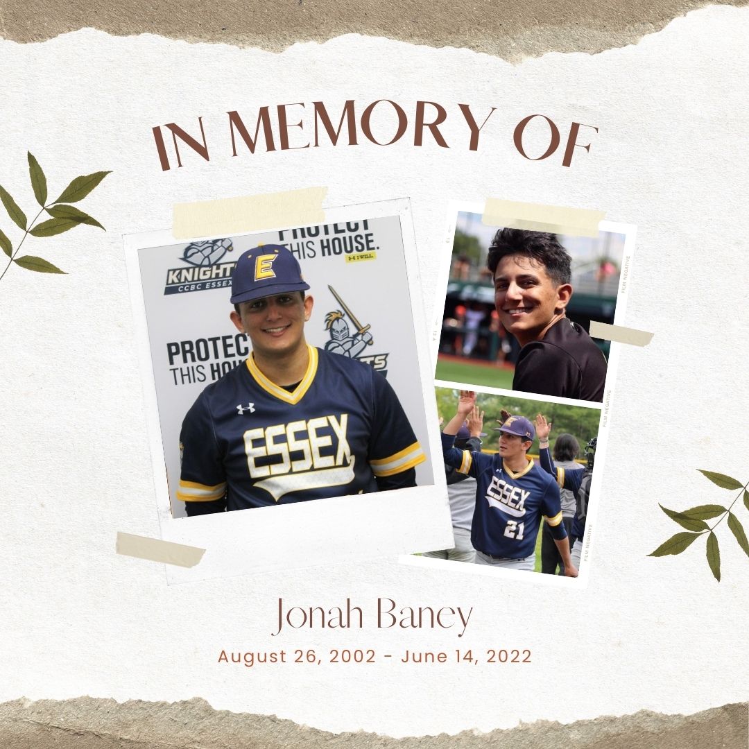 CCBC Essex Knights Mourn the Passing of Former Baseball Student-Athlete Jonah Baney
